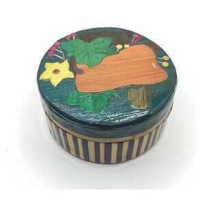 1980s Chinese Handcrafted Marquetry Inlaid Bamboo Trinket, Jewelry Box-NEW-3624